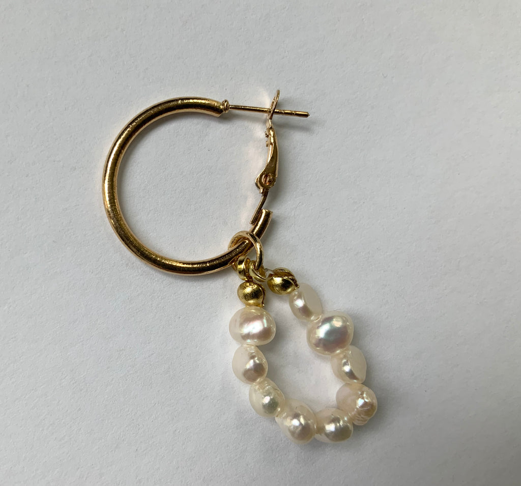 Freshwater Pearl Hoop Circle Earrings